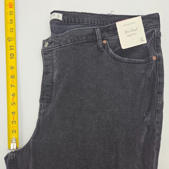 Abercrombie & Fitch Dad High Rise Jeans Womens Size 37S Distressed Grunge Biker - Picture 6 of 9